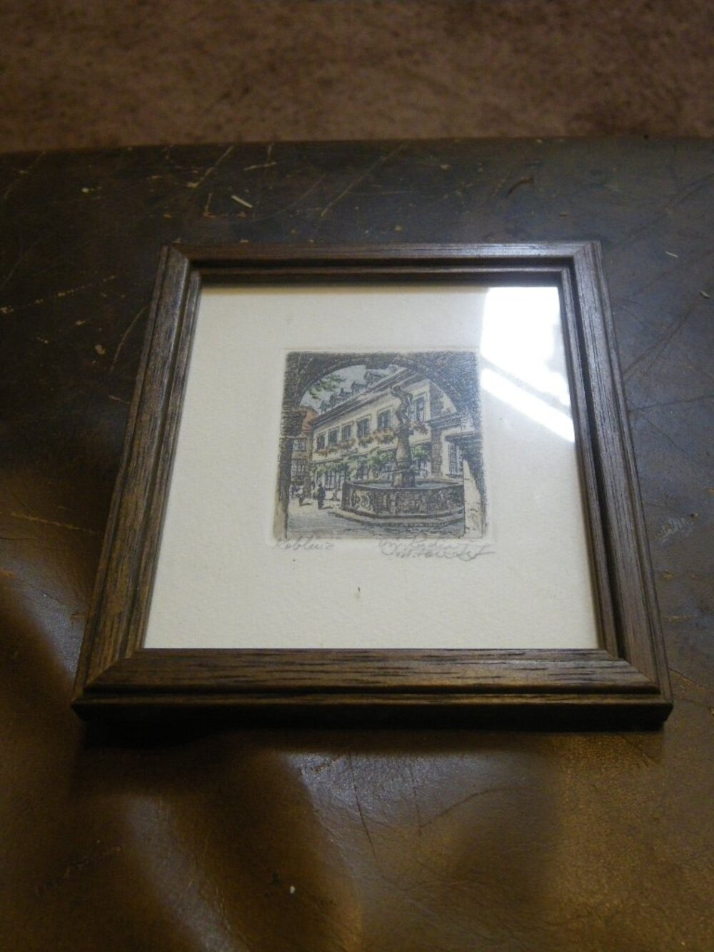 Vintage Miniature Framed Print Italian Fountain